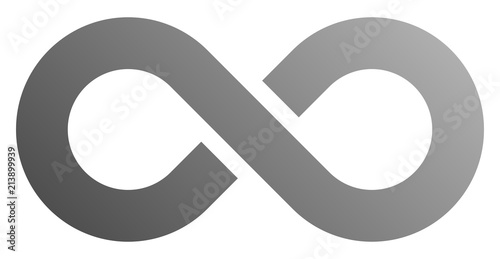 infinity symbol gray - gradient with discontinuation - isolated - vector