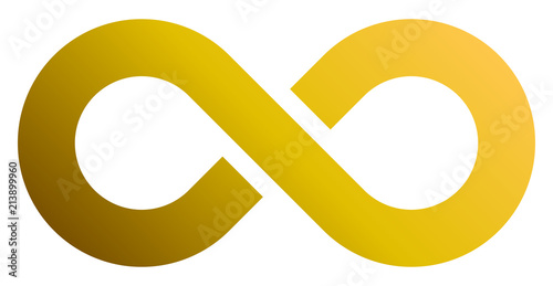 infinity symbol golden - gradient with discontinuation - isolated - vector