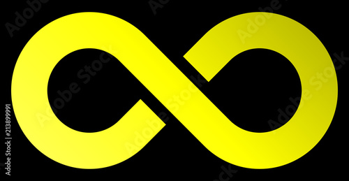infinity symbol yellow - gradient with discontinuation - isolated - vector