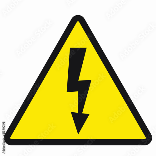 High voltage sign with lightning