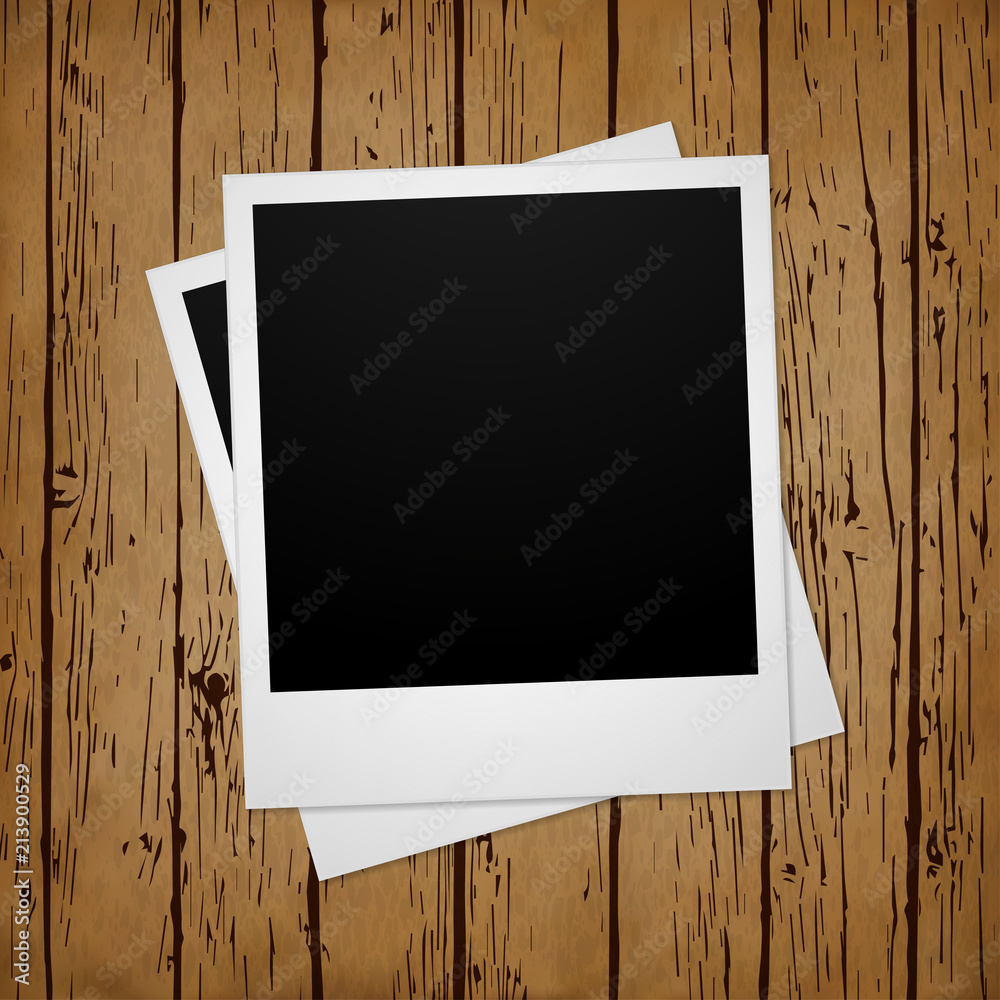 Vector Polaroid Photo on Wood vector de Stock | Adobe Stock