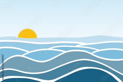 Sea waves. Sunrise against the background of the sea and waves.