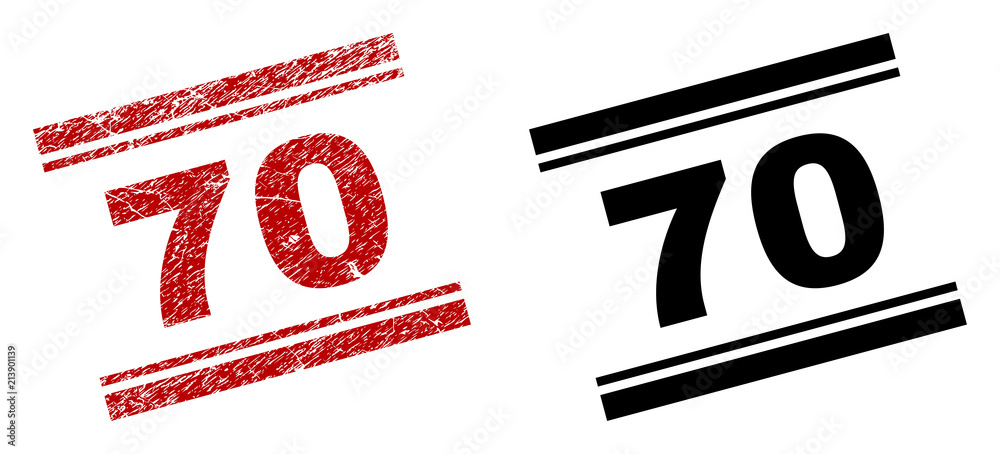 70 stamp seal print with red distress and clean black version. Red ...