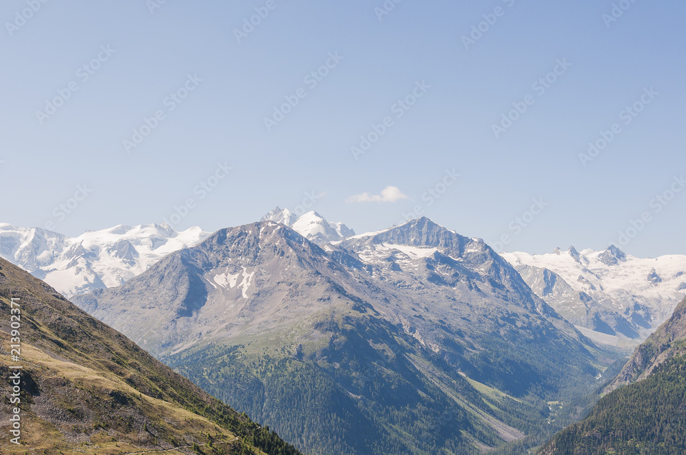 Pontresina, Val Roseg, Val Bernina, Morteratsch, Gletscher, Roseggletscher, Piz Bernina, Oberengadin, Wanderweg, Alpen, Graubünden, Sommer, Schweiz