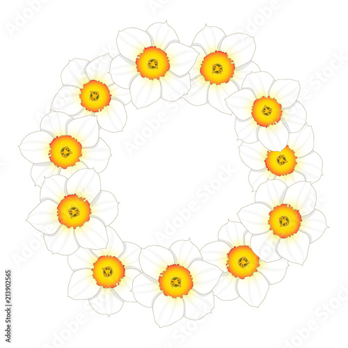 Fototapeta Naklejka Na Ścianę i Meble -  White Daffodil - Narcissus Flower Wreath