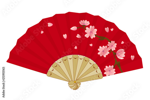 Japanese Folding Vintage Fan with Sakura