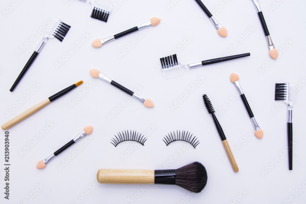 top view of makeup cosmetics set