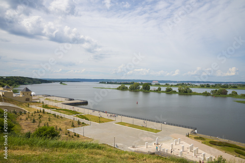 Port on the Volga river in Bolgar in Russia in the Republic of Tatarstan. Summer day. 7 July 2018