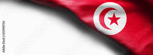 Tunisia waving flag on white background photo