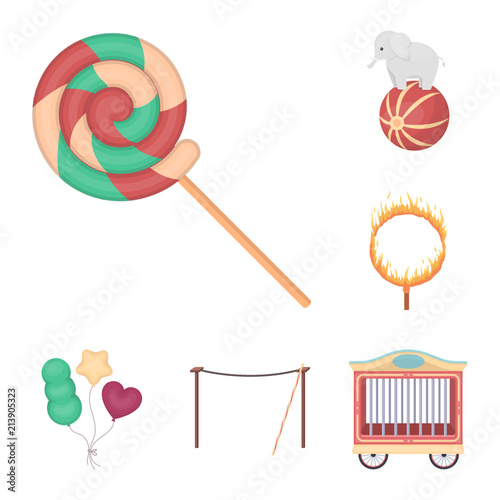 Circus and attributes cartoon icons in set collection for design. Circus Art vector symbol stock web illustration.