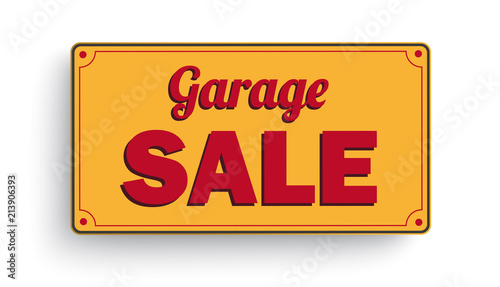 Sign Garage Sale White Background