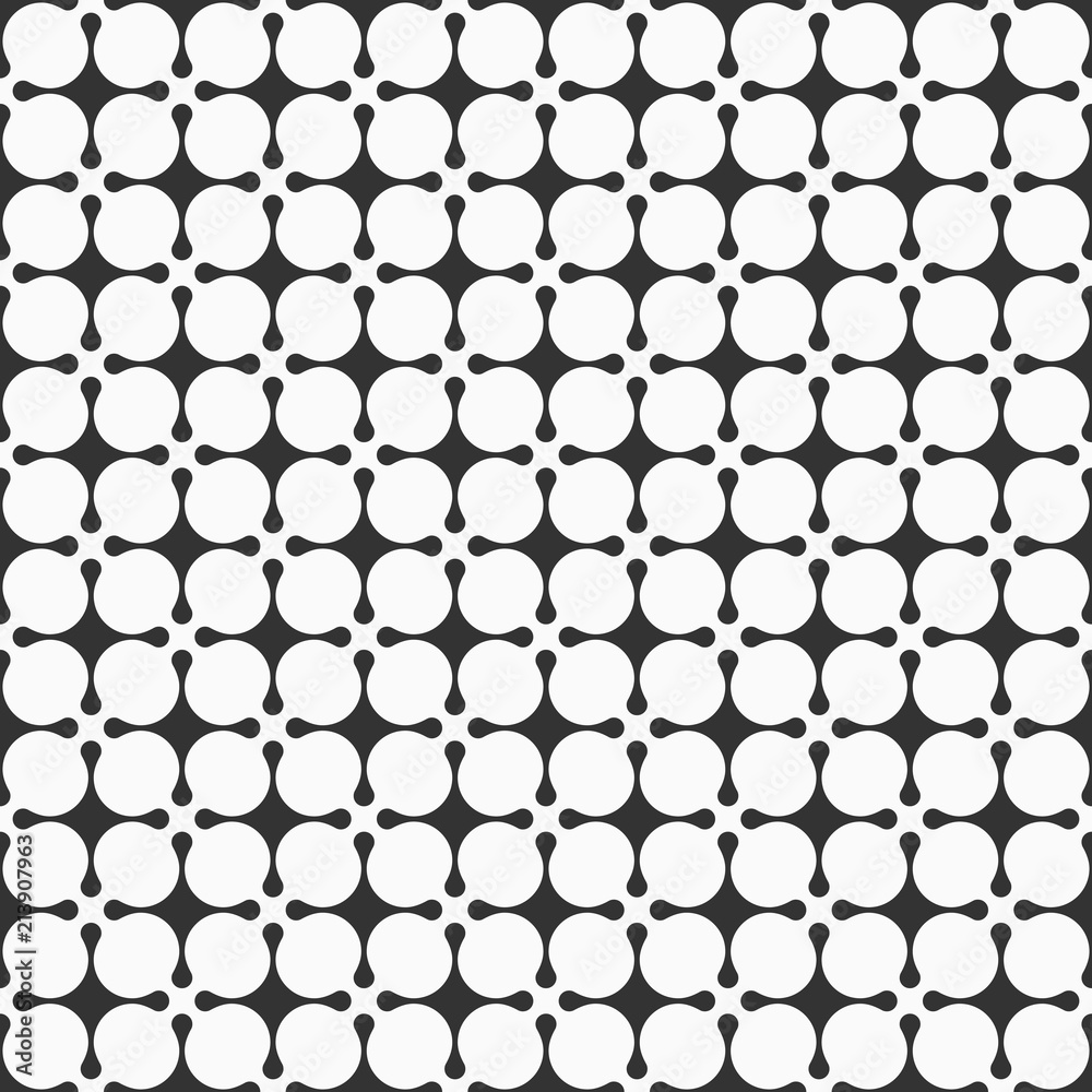 Naklejka premium Abstract seamless pattern of symmetric geometric shapes.