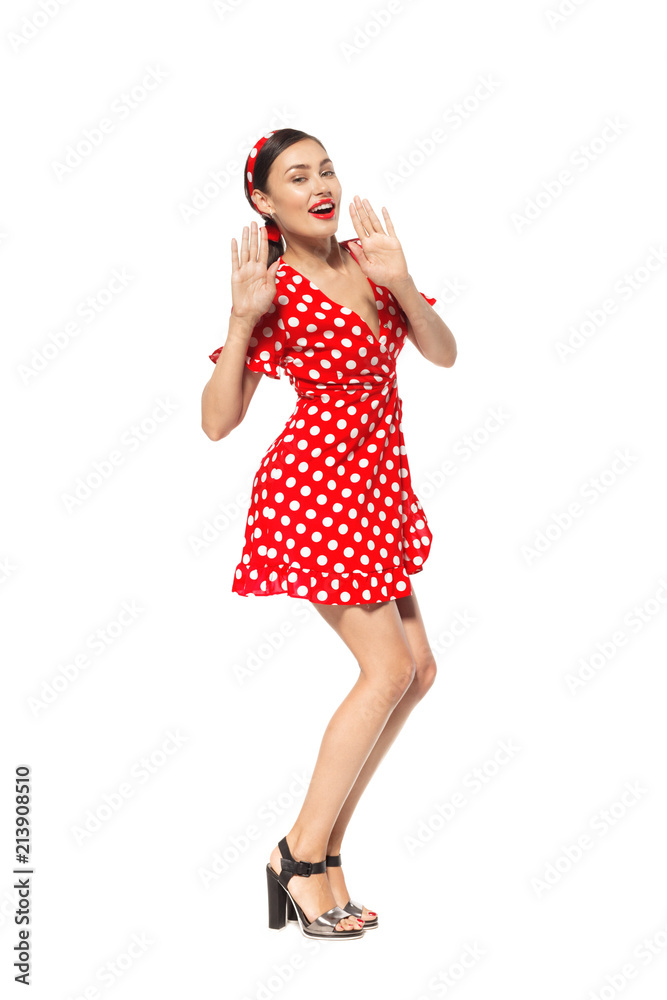 Portrait of a funny emotional young woman. Pin-up style. Portrait of a funny emotional young woman. Pin-up style.