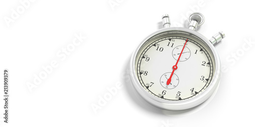 Stopwatch, timer, analogue isolated on white background. 3d illustration