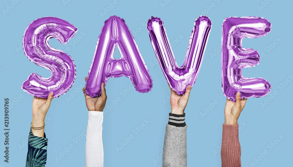 Hands showing save balloons word Hands showing save balloons word