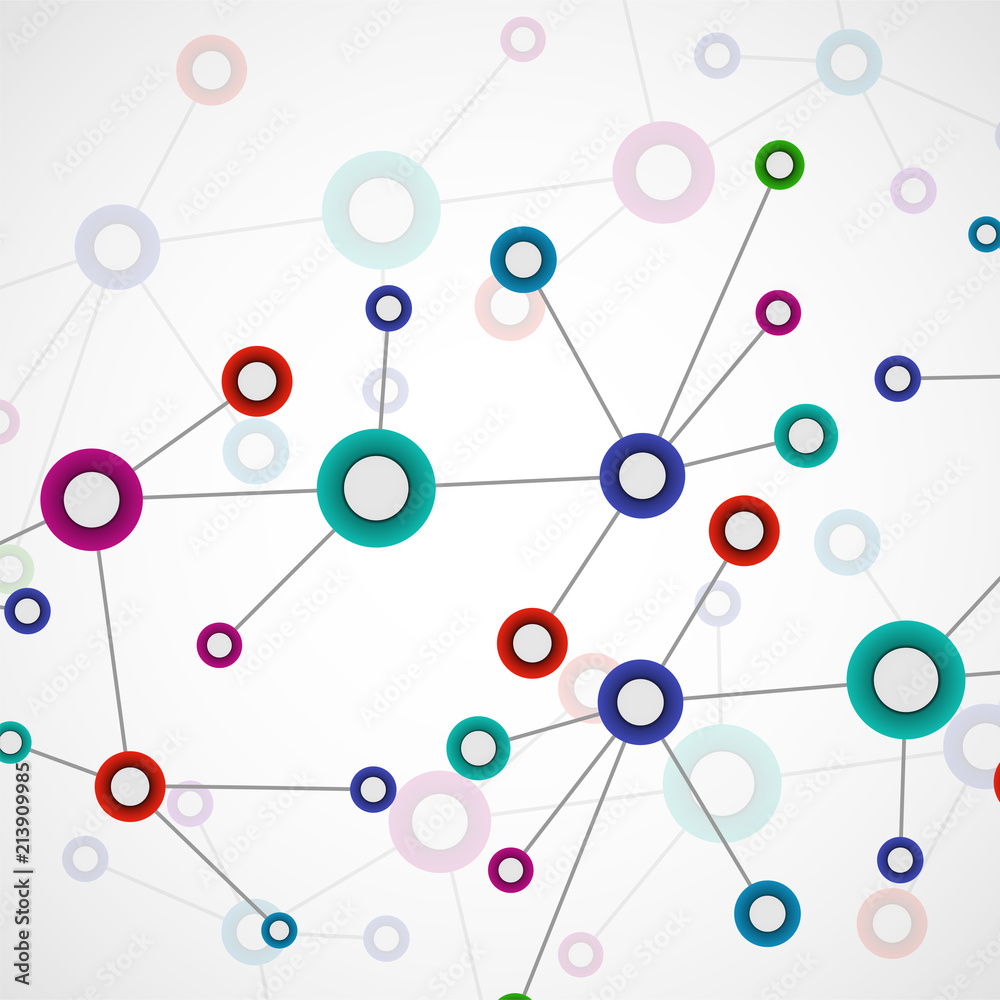 Abstract molecule background, colorful connected structure. Dna, atom, neurons Abstract molecule background, colorful connected structure. Dna, atom, neurons