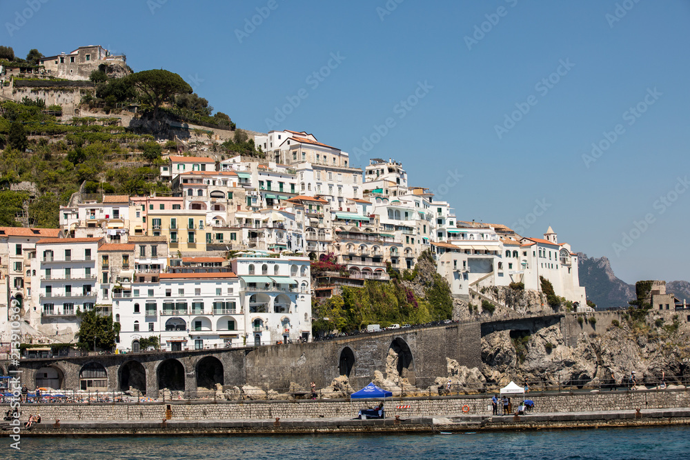  Amalfi seen from the sea on Amalfi Coast in the region Campania, Italy