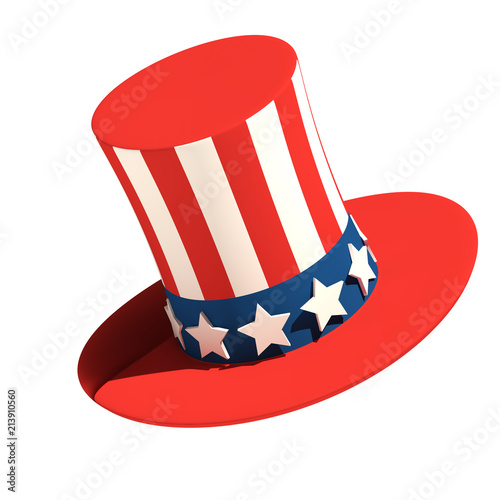 President's Day hat on isolated white background	- 3D Illustration