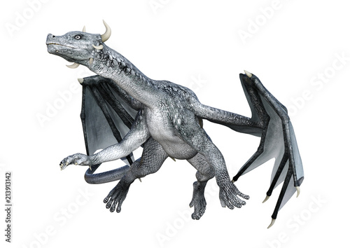 3D Rendering Fantasy Dragon on White