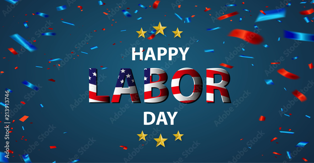 Labor day card design American flag balloons with confetti background. Sale Vector illustration. Labor day card design American flag balloons with confetti background. Sale Vector illustration.
