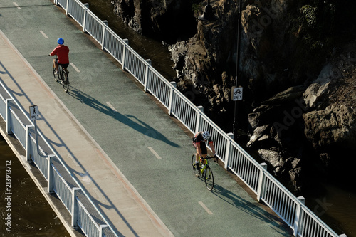 Cyclists using a cycleway in Brisbane, Australia