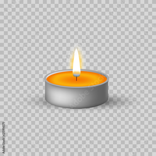 Candle 3d icon. Tea light candle isolated on the background. Vector