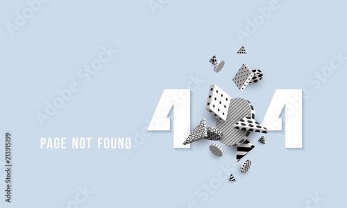 404 page not found Concept of computer error 3D rendering Vector illustration