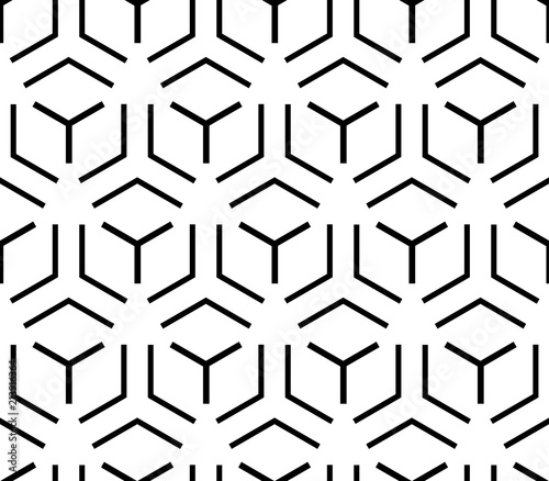 Black and white abstract simple cubic geometric seamless pattern, vector