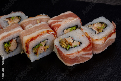 Japanese roll with bacon
