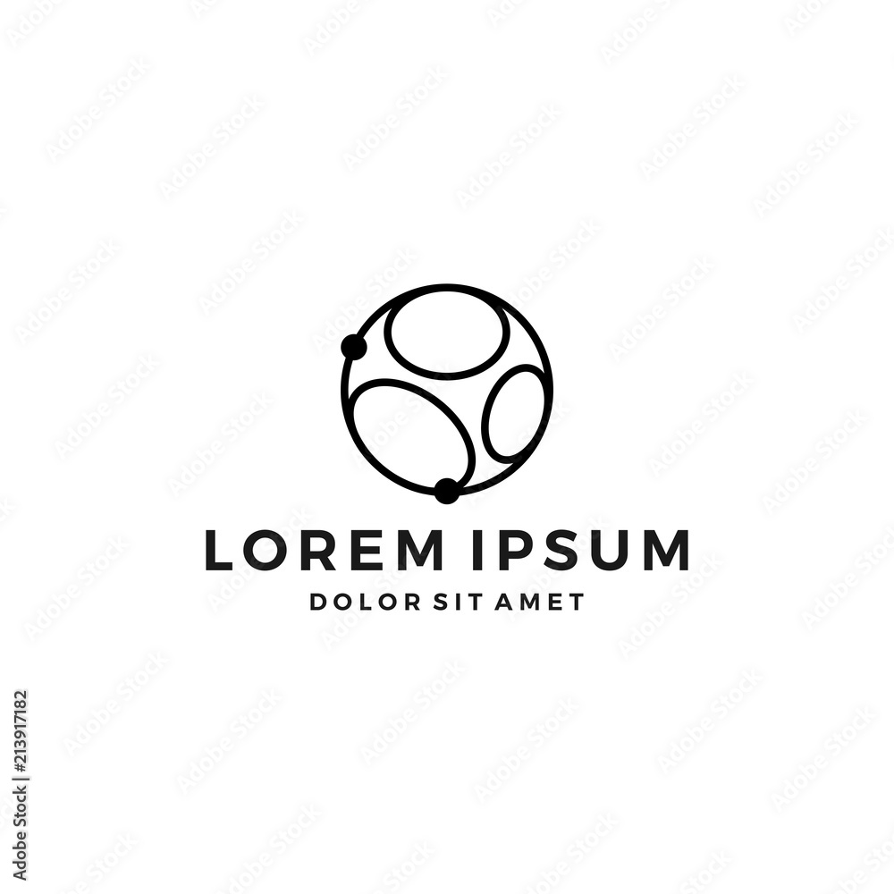 geometric abstract circle logo line art outline monoline icon illustration network connect symbol geometric abstract circle logo line art outline monoline icon illustration network connect symbol