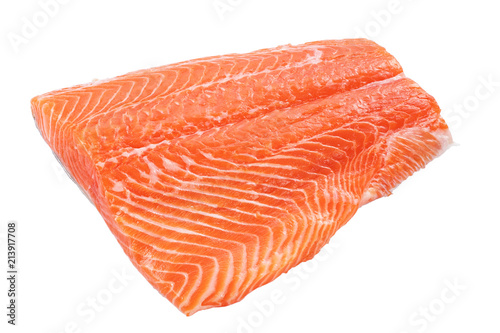 fillets of salmon on a white background isolated