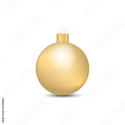 Golden Christmas ball isolated on white background.