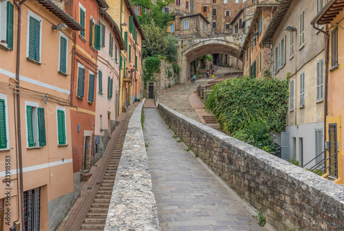 Fototapeta Naklejka Na Ścianę i Meble -  Perugia, Italy - one of the most interesting cities in Umbria, Perugia is known for its medieval Old Town and its narrow alleys