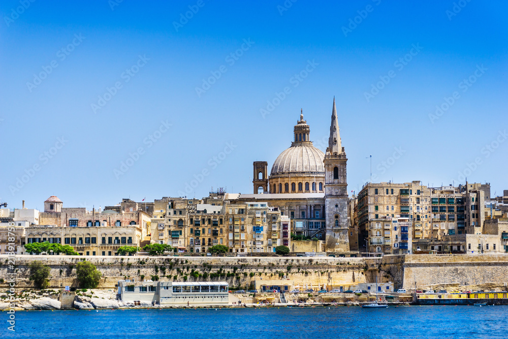 St. Pauls Cathedral view of Valletta in Malta