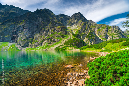 Fototapeta Naklejka Na Ścianę i Meble -  a small beautiful mountain lake Czarny Staw in the high Tatras on the territory of Poland