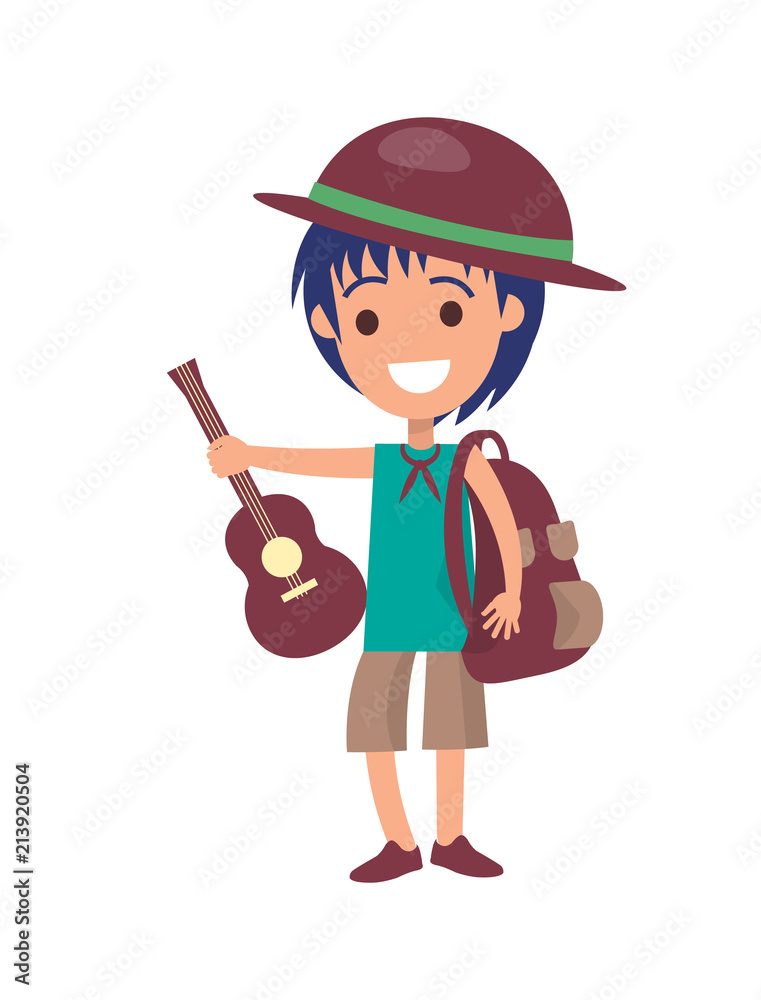 Cheerful Boy Scout Isolated Illustration on White Cheerful Boy Scout Isolated Illustration on White