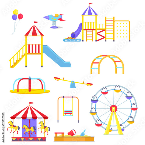 Attractions from Children Playground Illustrations