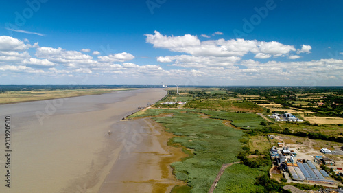 Vue aérienne sur le bords de Loire à Paimboeuf, France photo