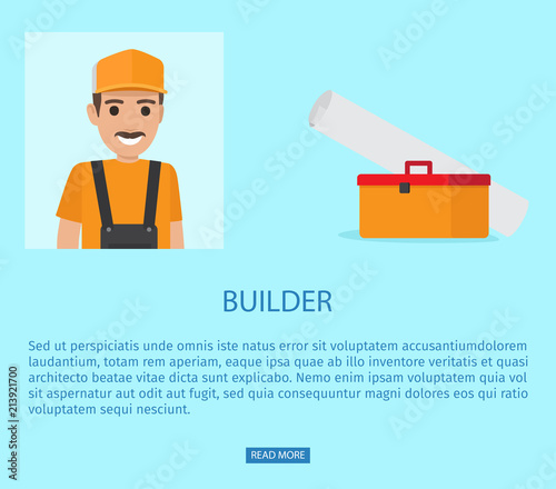 Builder Profession Fat Vector Web Banner