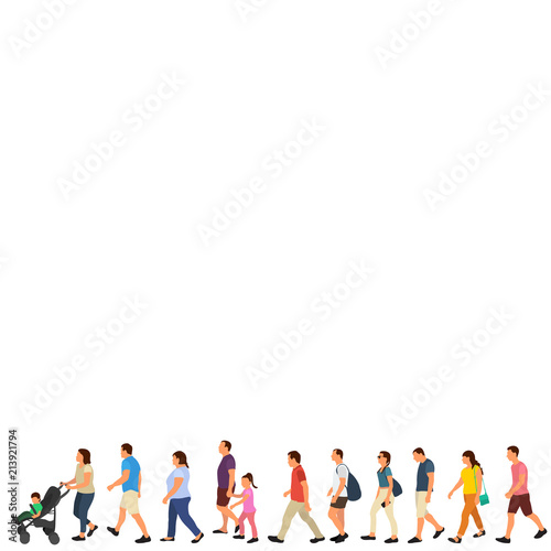 isolated, set, crowd of people, people go