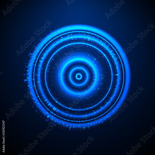 Futuristic vector hud interface screen design. Abstract template on blue backdrop.