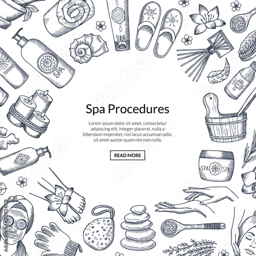 Vector hand drawn spa elements background illustration