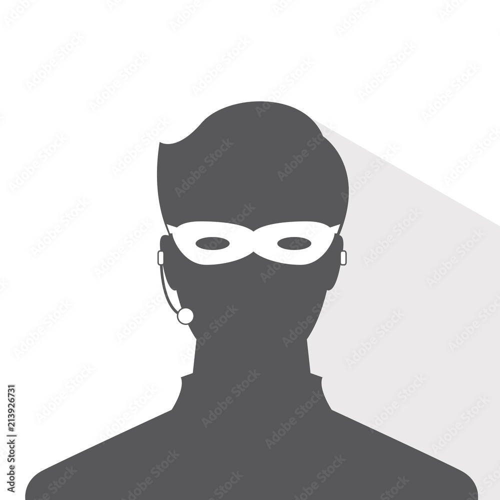 avatar head profile silhouette with shadow  call center thief mask male picture