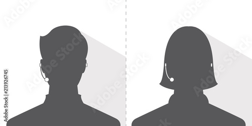 avatar head profile silhouette with shadow call center male and female picture