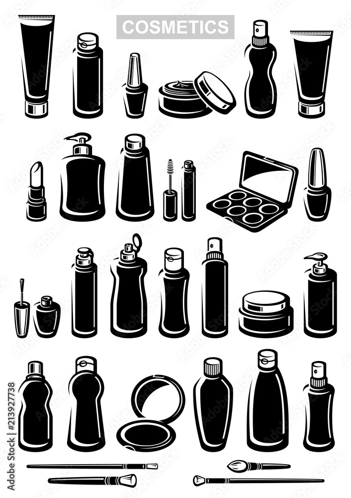 Cosmetics set. Collection label and icons. Vector Cosmetics set. Collection label and icons. Vector