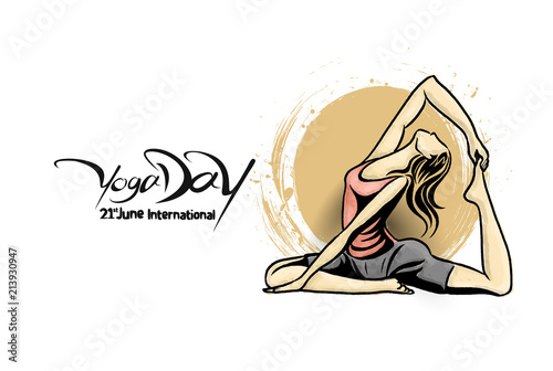 Women practicing yoga pose - 21st june international yoga day