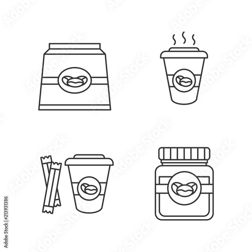 Coffee linear icons set