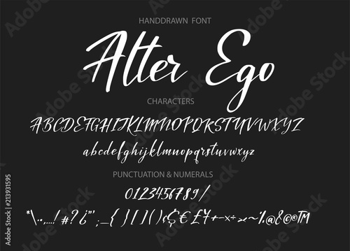 Calligraphic alphabet. Vector handdrawn letters. Typography alphabet for your designs: logo, typeface, web banner, card, wedding invitation.