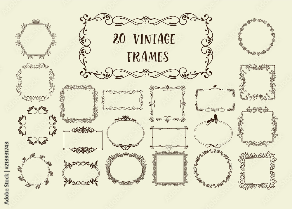 Set of Vector Vintage Decorative Elements for Invitations, Banners, Posters, Placards, Badges or Logotypes.