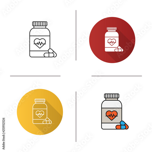 Pills bottle with heart icon